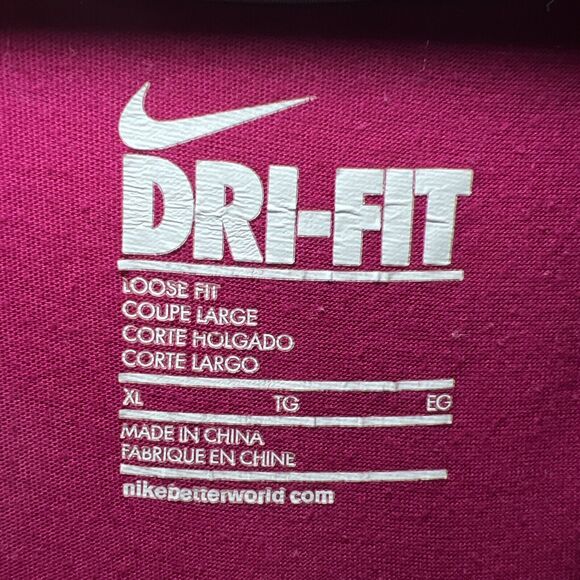 Nike Dri-Fit Women's XL Loose Fit Long Sleeve Shirt Magenta Round Neck - Picture 2 of 10